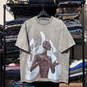 Gray Graphic T-Shirt with Abstract Design